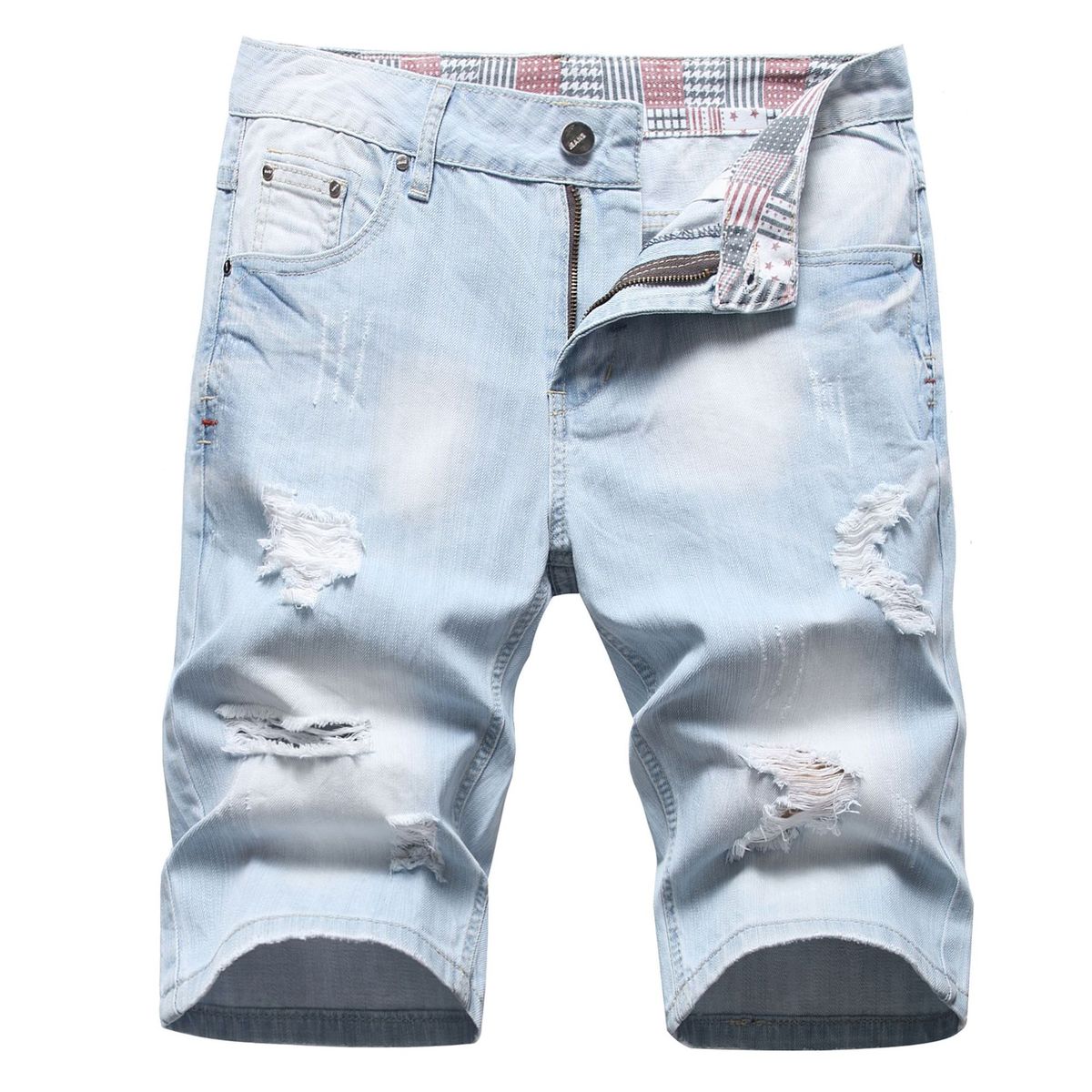 Men's Distressed Denim Shorts - Vintage Washed 5-Inch Inseam Casual Summer Shorts With Ripped Details & Streetwear Style (Sizes 29-42)_mkmklike.com