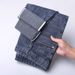 Men's Clothing Slim Fit Jeans Light Luxury Trendy Personalized Embroidered Casual Long Pants Versatile Straight Leg Thin Style_mkmklike.com