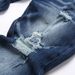 Men's Ripped Knee Distressed Slim Fit Skinny Jeans With Whisker Fading, Stretch Denim Trousers For Casual Street Style_mkmklike.com