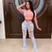 "Stretch High-Waisted Flared Jeans With Fringe – Retro Streetwear Denim Pants For Women_mkmklike.com