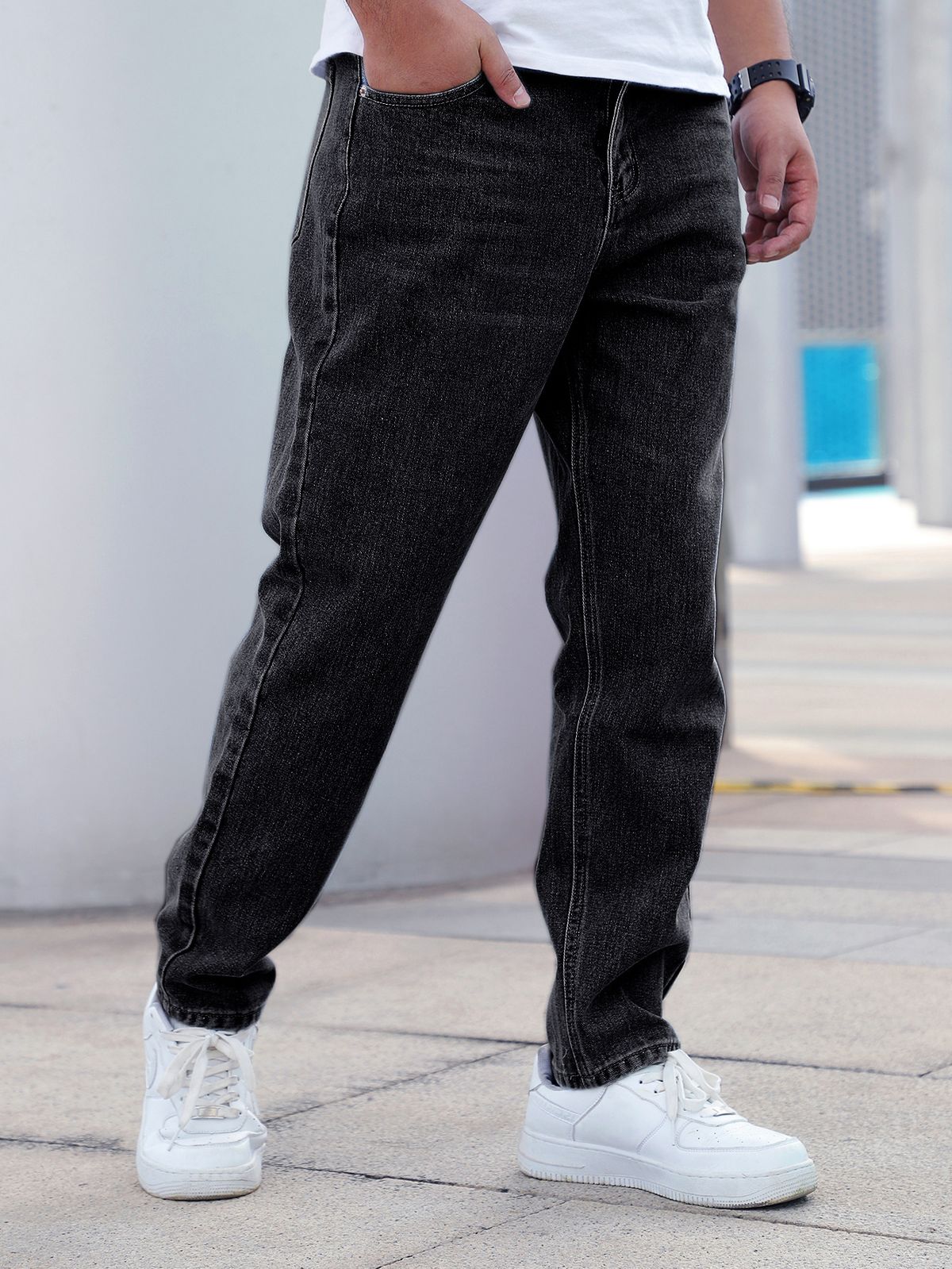 Men's Premium Straight-Leg Jeans – Slim Fit High Waist Denim Pants For Casual & Business (Dark Gray, 28-38)_mkmklike.com
