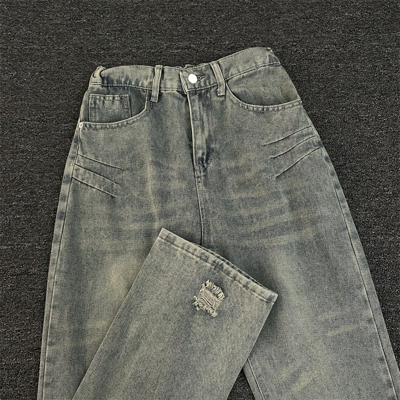 Unisex Japanese Streetwear Loose-Fit Denim Pants – Minimalist Wide-Leg Trousers For Casual & Urban Style (Mud Yellow/Blue, S-3XL)_mkmklike.com