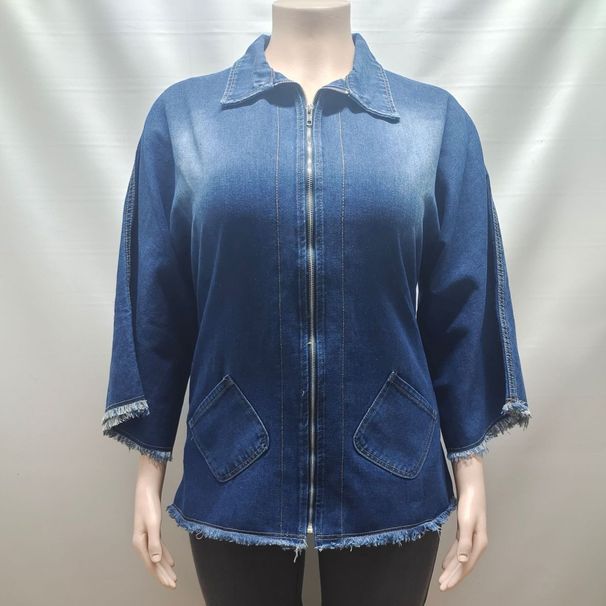 K Women's Denim Jacket With Fashionable Loose Collar And Bat Sleeve Jacket_mkmklike.com