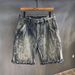 Men's Clothing Fashionable Retro Washed Denim Shorts Men's Loose Straight Personalized Print Youth All Match Shorts Summer Leisure_mkmklike.com