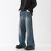 "Men's Vintage Loose Fit Jeans Retro Washed Denim, Straight Leg, Mud Dye, Distressed Style (90s Grunge, Unisex Appeal)"_mkmklike.com