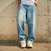 Men’s Cargo Wide Leg Jeans – Streetwear Multi-Pocket Denim Pants, Hip Hop & Urban Style, Loose Fit Comfort, Classic Blue & Black_mkmklike.com