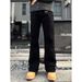 Men’s High-Waisted Straight-Leg Jeans – Black Washed Denim With Slight Flare, Streetwear Staple For Tall & Slim Fit_mkmklike.com