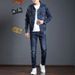 Loom Men's Suit Korean Trendy Jacket Classic Coat European And American Style Denim Clothes Pants High-Quality Two-Piece Set_mkmklike.com
