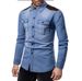 Pulse Foreign Trade Cross-Border Long Sleeve European And Style American Retro Men's Color Block Patch Slim Fit_mkmklike.com