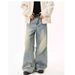 Men's Clothing Retro Washed Old Wide Leg Jeans Men And Women Street Loose Straight Design Pants_mkmklike.com