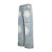 Washed Gradient Distressed Jeans Trendy Punk Vintage Tie-Dye Button Front Loose Wide-Leg Floor-Length Pants For Men_mkmklike.com