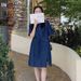 Denim Blue Dress For Women's Summer 2025 New Style, Small Skinny, Covering The Stomach, Loose And Casual, Medium To Long_mkmklike.com