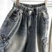 Men's Summer Thin Denim Shorts Multi Pocket Loose Fit American High Street Style Trendy Cool Elastic Waist Five Point Pants_mkmklike.com