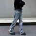 Nordmann American Style Vibe Deconstructed Patchwork Ripped Jeans For Men, Cool High Street Straight Slim Fit Flared Cleanfit_mkmklike.com