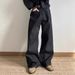 Men's Clothing Black Red Rimmed Denim Trousers Straight Wide Leg A Line Narrow Jeans_mkmklike.com