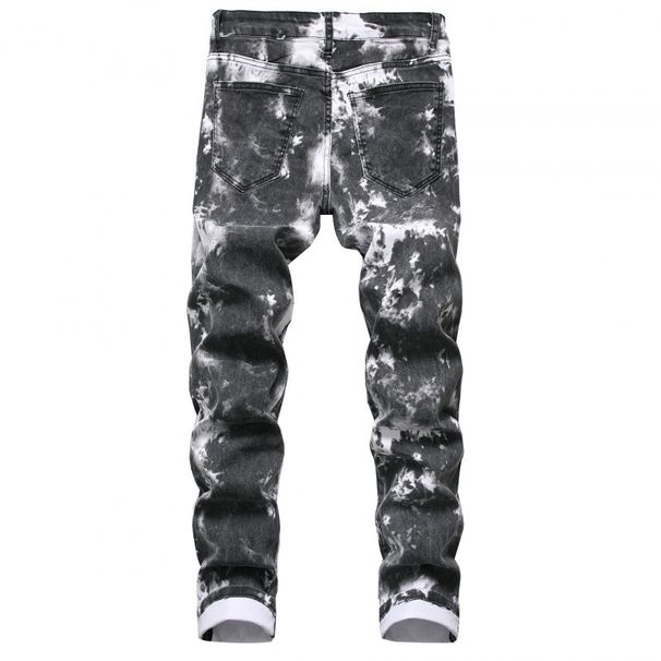Men's Clothing Colorful Stretch Denim Casual Pants, Slim Fit, Printed, Split Bone Long Pants_mkmklike.com