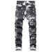 Men's Clothing Colorful Stretch Denim Casual Pants, Slim Fit, Printed, Split Bone Long Pants_mkmklike.com