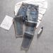 Korean Version Of Trend Light Luxury Small Feet Slim Denim Trousers Men's Thin Design Sense Personalized Paint Printing High-end Casual Trousers_mkmklike.com