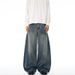 LKTM Men's Retro Patchwork Bamboo Pattern Jeans Trendy Wide Leg Pants For Men And Women Curved Design_mkmklike.com