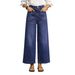 Women's Flared High-Waisted Stretch Denim Jeans - Vintage Washed Blue Retro Streetwear Pants With Comfort Fit_mkmklike.com