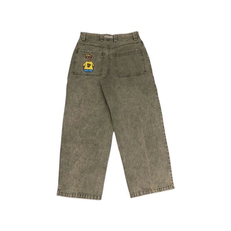 Retro Embroidered Straight Leg Jeans For Men - Streetwear Loose Fit Skateboard Denim Pants With Artistic Stitching_mkmklike.com