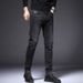 Autumn Winter New Men's Jeans Stretch Slim Fit Korean Style Trendy Dark Color Youth Slimming Casual Long Pants_mkmklike.com