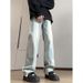 Nordmann Washed Vintage Gradient Color Jeans For Men Loose Straight Wide-Leg American High Street Black Gray Casual Pants_mkmklike.com