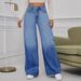 Vintage Washed Blue Jeans For Women – High Street Straight Leg Denim Pants (Blue, M-XL)_mkmklike.com