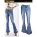 Women’s Clothing women's denim bell bottom 3D heavy embroidered denim women's autumn denim wide leg trousers_mkmklike.com