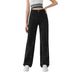 Trendy Women's Straight Leg Jeans With Geometric Crystal Line Design - High Waist Non-Stretch Denim Pants In Classic Black_mkmklike.com
