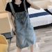 Fashion Denim Two-Piece For Women's 2025 Summer New A-Line Skirt, Anti-Aging And Stylish Suspender Dress Set_mkmklike.com