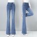 Women's High-waisted Flared Jeans, Slimming For Spring, Autumn, And Winter, Casual Long Pants With A Nice Drape_mkmklike.com