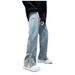 American Vibe Pants High Street Trendy Brand Ins Ripped Jeans Men's Design Breasted Split Wide-leg Trousers_mkmklike.com