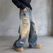 Streetwear Artist Jeans – Distressed Graffiti & Relaxed Straight Fit – Urban Baggy Denim Pants For Men_mkmklike.com