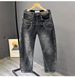Men's Clothing Men's Patchwork Design Curved Blade Jeans Trendy Brand Washed Loose Straight Leg Wide Leg Jeans Spring Autumn_mkmklike.com