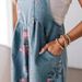 K New Retro Personalized Printed Jumpsuit, Fashionable Floral Denim Shorts_mkmklike.com