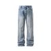 American Retro Washed Marble Pattern Cleanfit Jeans For Men, Trendy Straight Loose Casual Wide-leg Pants_mkmklike.com