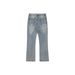 Men's Clothing Clean Fit Flared Soft Jeans Washed Vibe Style Distressed Raw Edges Vintage High Street Trousers_mkmklike.com