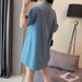 2-300 Pounds, Fat Mm Denim Blue Dress, Women's Summer Plus Size, Medium Long, Loose Short Sleeved T-Shirt Dress_mkmklike.com