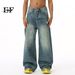 EF JEANS | 2024 New Product, American High Street Worn And Spliced Large Pocket Drape Trendy Wide-leg Jeans_mkmklike.com