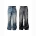 Men's Relaxed Fit Straight Leg Jeans - Vintage Washed Denim Pants With Streetwear Vibe For Casual Wear_mkmklike.com