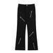 Zipper Design, Micro Flared Black Jeans, Men's American High Street Niche Straight Leg Loose Pants_mkmklike.com