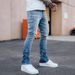 Men's High Quality Ripped Jeans Straight Leg Midweight Polyester Water Themed Style Open Hem 4 Colors Available_mkmklike.com