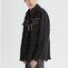 Men's Clothing Niche High Street Distressed Metal Punk Raw Edge Denim Jacket Trendy Design Loose Black Workwear Jacket_mkmklike.com