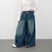 Women's Retro American Wide Leg Jeans Drawstring Loose Casual Pants for Comfortable Fit_mkmklike.com
