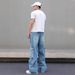 Unisex Loose Casual Wide Leg Cargo Pants American High Street Style Washed Multi Pocket Curved Jeans Trendy_mkmklike.com