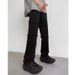 Cleanfit Men's Slim Fit Ripped Jeans Slightly Flared Black Pants Trendy Brand American High Street Style Vibe_mkmklike.com