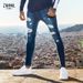 Fashion White Elastic Thin Pants Man Ripped Jeans Men's Streetwear Vintage Washing Solid Denim Pants Men's Casual Slim Fit Pants_mkmklike.com