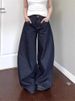 American High Street Vibe Dark Blue Jeans For Women Y2k Washed Loose High Waist Straight Floor Length Trousers Trendy Cross Border_mkmklike.com