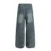 American High Street Floral Embroidery Cargo Jeans Men's Niche Design Pleated Deconstructed Loose Straight Pants Trendy_mkmklike.com